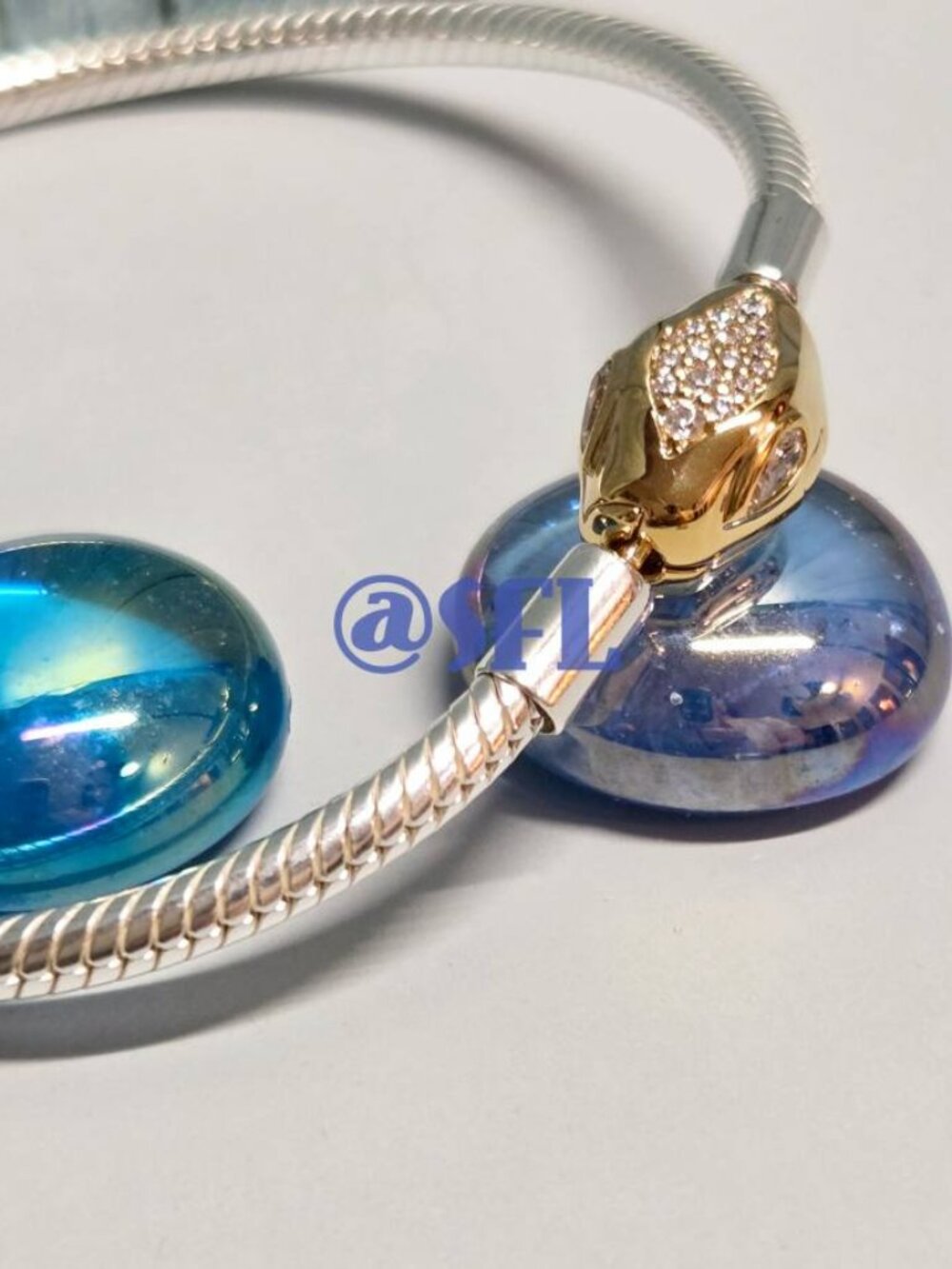 Pandora Sterling Silver 14K Gold Plated Snake Clasp And Chain Bracelet Moments